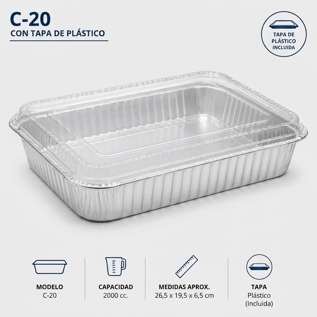 1610369902023 Caja de Aluminios C-20 Tapa de Cristal (1 Paq. x 20 Unidades) - Imagen 1