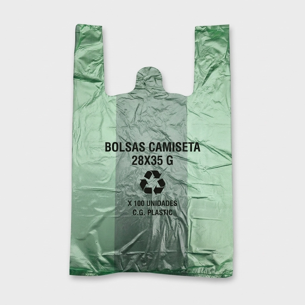 1625502915753 Bolsas Camiseta 28X35 Verde L x 100 Unidades - Imagen 1